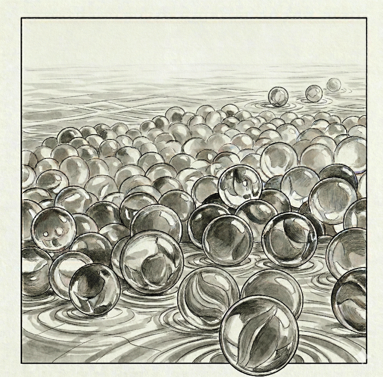 "material": "Borosilikatglas"  Borosilikat-Glasperlen für die Vitalisierung und Strukturierung von Trinkwasser im fließenden Wasser-Hintergrund.